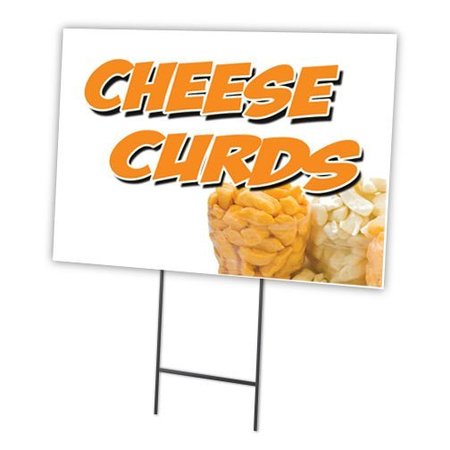 SIGNMISSION Cheese Curds Yard Sign & Stake outdoor plastic coroplast window, C-1824 Cheese Curds C-1824 Cheese Curds